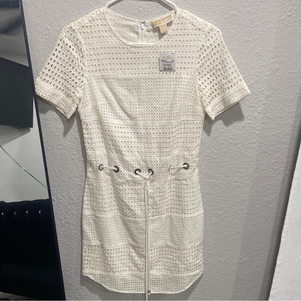 MICHAEL Michael Kors Cream Eyelet Mini Dress